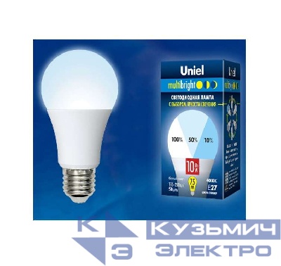Лампа светодиодная LED-A60-10W/NW/E27 /FR/MB PLM11WH Multibright 10Вт грушевидная матовая 4000К нейтр. бел. E27 100-50-10 (упак. картон) Uniel UL-00002372
