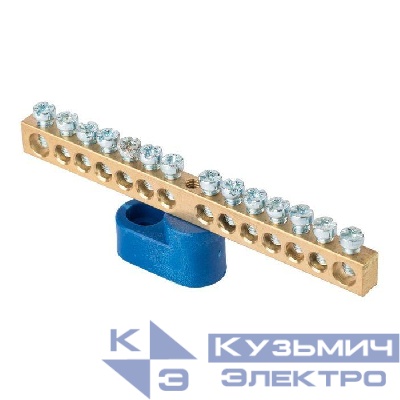 Шина нулевая N 6х9 14 отвер. латунь син. угловой изолятор PROxima EKF sn0-63-14-1