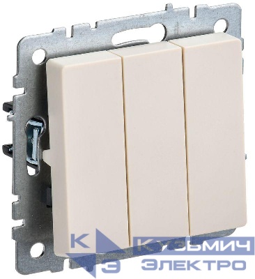 Выключатель 3-кл. СП BRITE ВС10-3-0-БрКр 10А механизм беж. IEK BR-V30-0-10-K10