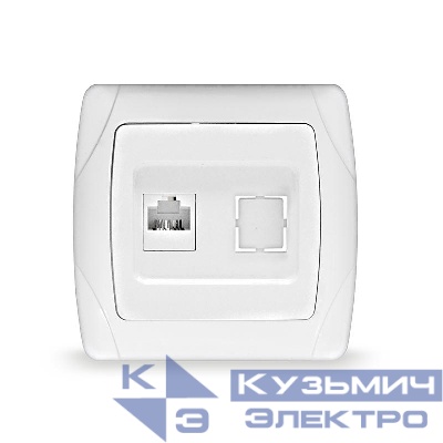 Розетка компьютерная 1-м СП Маргарита RJ45 16А IP20 бел. UNIVersal М0035