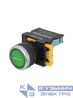 Выключатель кнопочный ВК22-EА3311 1НО с символом "I" цилиндр d22мм IP65 зел. Электротехник ET020017