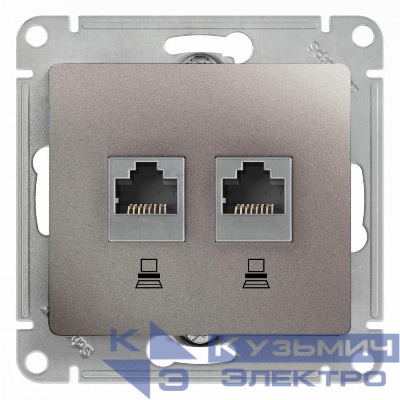 Розетка компьютерная 2-м Glossa RJ45 кат.5E механизм платина SE GSL001285KK