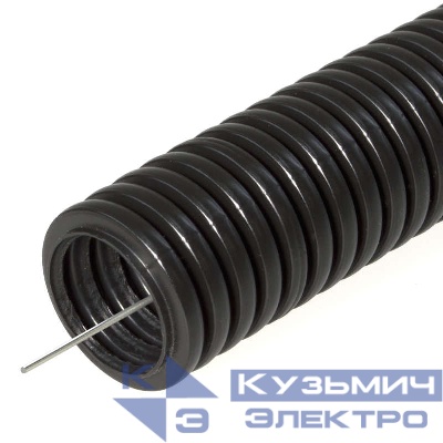 Труба гофрированная ПНД легкая d25мм с протяжкой черн. (уп.75м) Урал Пак ГФ-1100025-075