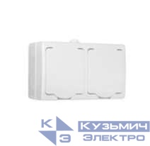 Блок розеток 2-м ОП с заземл. IP54 Аллегро защ. шторки с крышкой бел. UNIVersal 5562951