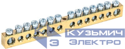 Шина PEN "земля-ноль" 8х12мм 14/1 (14групп/крепеж по центру) IEK YNN20-14-100