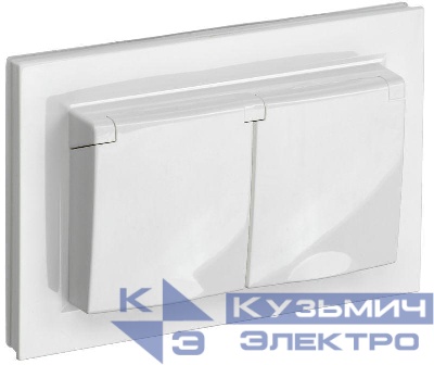Розетка 2-м СП BRITE РСбш12-3-44-БрБ 16А в сборе IP44 с крышкой бел. IEK BR-R26-16-44-K01-F