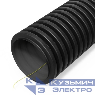 Труба гофрированная двустенная ПНД гибкая d32мм SN34 450 с протяжкой стойкая к УФ черн. (уп.20м) Промрукав PR15.0322