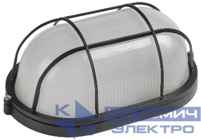 Светильник НПП 1202 100Вт E27 IP54 черн. овал с решеткой IEK LNPP0-1202-1-100-K02