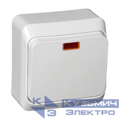 Выключатель 1-кл. ОП Этюд 10А IP20 с подсветкой бел. SE BA10-005B