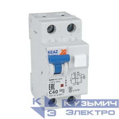 Выключатель автоматический дифференциального тока 2п C 16А 30мА тип A 6кА OptiDin D63-22C16-A УЗ КЭАЗ 333142