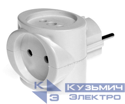 Разветвитель сетевой (тройник) Si 1/3-Wh 6А куб бел. Volsten 13916