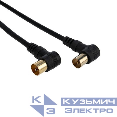 Шнур TV Plug - TV Jack 3м угловой черн. Rexant 18-0014