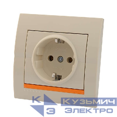Розетка 1-м СП Deriy с заземл. бакелит крем./крем. LEZARD 702-0303-122B