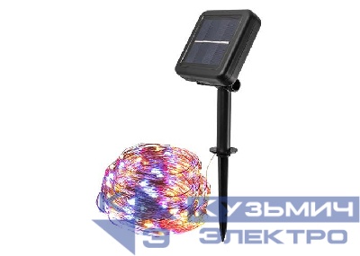 Светильник светодиодный садовый SLR-G03-200M нить 200LED мультицвет с колышком на солнечн. батарее ФАZА 5036406