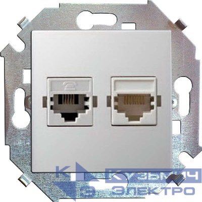 Розетка телефонная 2-м СП Simon 15 RJ11 винтов. зажимы механизм бел. Simon 1591589-030