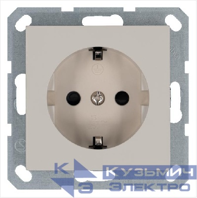 Розетка 1-м Shuko 16А IP20 с заземл. защ. шторки механизм тауп Jasmart G5501T