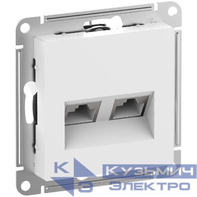 Розетка компьютерная 2-м AtlasDesign RJ45 кат.6A механизм бел. SE ATN000188
