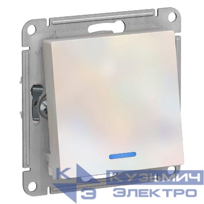 Переключатель проходной 1-кл. СП AtlasDesign 10А IP20 (сх. 6а) 10AX с подсветкой механизм жемчуж. SE ATN000463