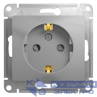 Розетка 1-м СП Glossa 16А IP20 с заземл. защ. шторки механизм алюм. SE GSL000345