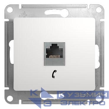 Розетка телефонная 1-м СП Glossa RJ11 механизм бел. SE GSL000181T