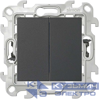 Выключатель 2-кл. 1п 2мод. СП Simon 24 10А IP20 Push&Go механизм графит Simon 2420398-038