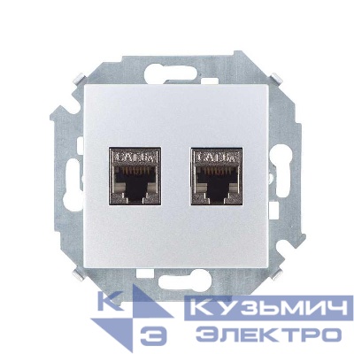 Розетка компьютерная 2-м Simon 15 RJ45 кат.6A AMP FTP механизм алюм. Simon 1591564-033