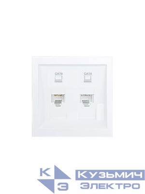 Розетка компьютерная 2-м СП ZIMA IP20 RJ45 с модулем кат.6 механизм бел. LEZARD 704-0288-142