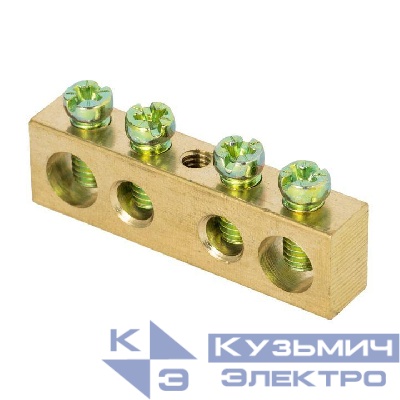 Шина PEN "ноль-земля" 6х9 4 отвер. латунь крепеж по центру розн. стикер PROxima EKF sn0-63-04-r