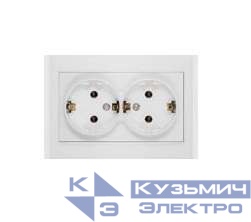 Розетка 2-м СП Бриллиант 16А IP20 с заземл. бел. UNIVersal 7947533