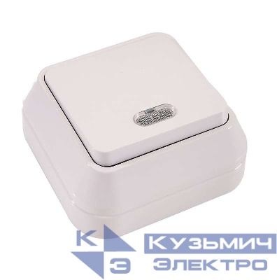 Выключатель 1-кл. ОП 10А IP20 с подсветкой бел. Makel 45121