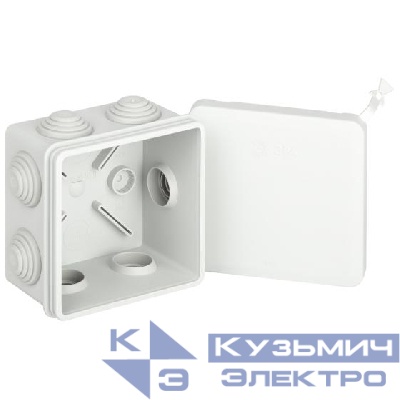 Коробка распаячная ОП 80х80х50мм IP55 с гермовводами 7 входов прямой монтаж сер. KOR-80-80-50-7gv-MP Эра Б0069877