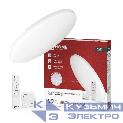 Светильник светодиодный NEO SIMPLE-95RC-WH 95Вт 3000-6500К 7600лм 230В 460х67мм с пультом ДУ бел. IN HOME 4690612060897