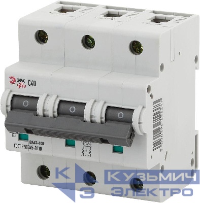 Выключатель автоматический модульный 3п C 40А 10кА ВА47-100 PRO NO-902-282 ЭРА Б0048872