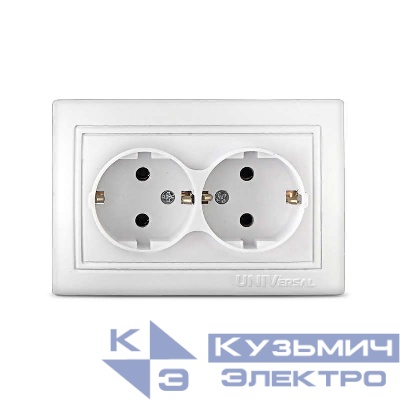 Розетка 2-м СП Севиль 16А IP20 с заземл. бел. UNIVersal С0128