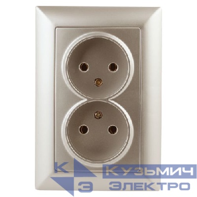 Розетка 1-м СП Solo 4-204-04 2х2P 16А 250В IP20 без заземл. шампань Intro Б0053669