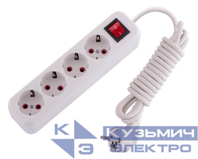 Удлинитель 4х3м с заземл. 16А IP20 Lila с выкл. LEZARD 720-0403-402