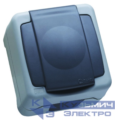 Розетка 1-м ОП 16А IP55 с заземл. с крышкой сер. Makel 36064099