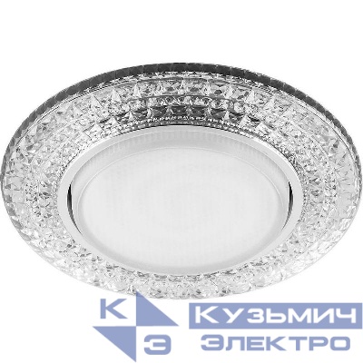 Светильник CD4020 15Вт GX53 встраив. без лампы со светодиод. подсветкой 20LEDх2835 SMD 4000К с драйвером в комплекте прозр. хром FERON 29473