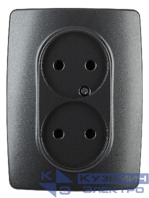 Розетка 2-м СП Эра12 12-2107-05 16А IP20 16AX 250В 2х2P антрацит Эра Б0031242