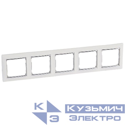 Рамка 5-м Valena горизонт. бел./серебр. IEK 770495
