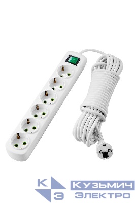 Удлинитель 6х5м с заземл. Letitia с выкл. LEZARD 721-0605-602