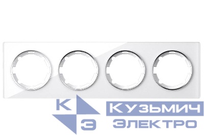 Рамка 4-м Garda горизонт. стеклянная бел. 2E52401300 OneKeyElectro 2234927