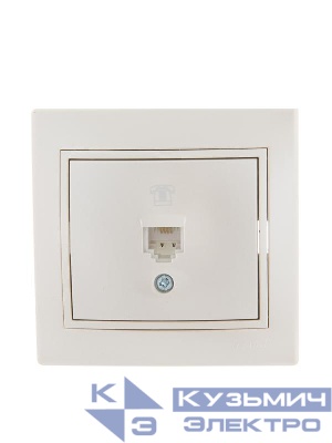 Розетка телефонная 1-м СП Mira RJ11 16А IP20 евро стандарт со вставкой жемчуж./бел. перламутр. LEZARD 701-3030-137