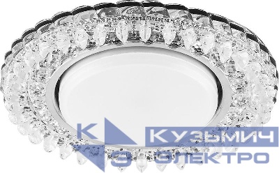 Светильник CD4027 15Вт GX53 встраив. без лампы со светодиод. подсветкой 20LEDх2835 SMD 4000К с драйвером в комплекте прозр. хром FERON 29541