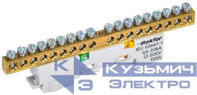 Шина PE "земля" неизол. на универс. держ. 6х9-18-Ж TEKFOR IEK TF-NN10-18-DL-K05