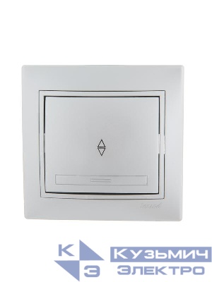 Переключатель проходной 1-кл. СП Mira 10А IP20 со вставкой сер. метал. LEZARD 701-1010-105