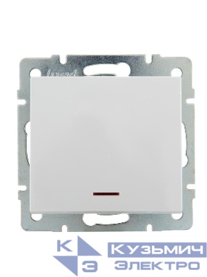 Выключатель 1-кл. СП Rain IP20 с подсветкой механизм бел. LEZARD 703-0288-111
