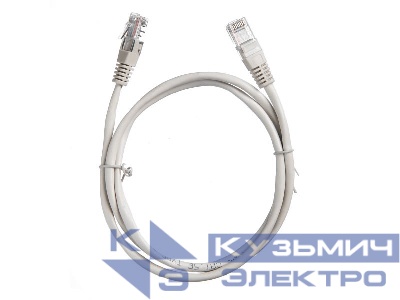 Патч-корд UTP4 cat 5e, 1,0м, ВС, LSZH, серый, литой коннектор NETKO Optima