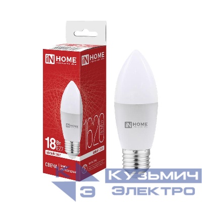 Лампа светодиодная LED-СВЕЧА-VC 18Вт свеча 4000К E27 1620лм 230В IN HOME 4690612065328