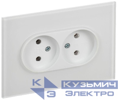 Розетка 2-м SKANDY 10А без заземл. без защ. шторок для плоской вилки SK-R03W арктич. бел. IEK SK-R20-10-K01